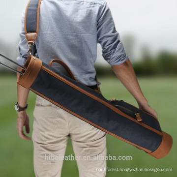 Vintage stovepipe canvas and leather golf pencil bag